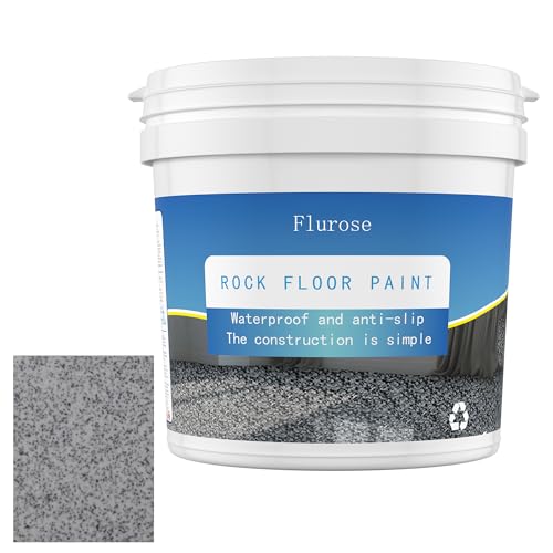 Epoxy Colored Sand Floor Paint, High-Gloss Self-Leveling Epoxy Coating for Interior & Exterior Surfaces, Wear-Resistant & Non-Slip Marble Effect Finish, 105oz (3KG), Gray