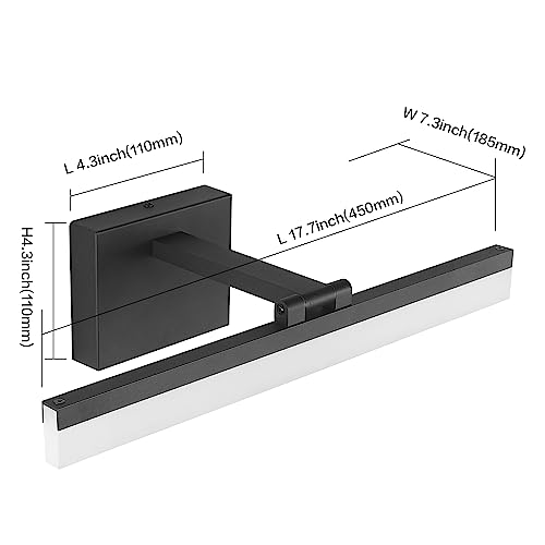 Image of SOLFART 18 Inch Adjustable LED Vanity Lights Bathroom Lights Over Mirror Black Vanity Light Bathroom Light Fixtures Over Mirror APP Control