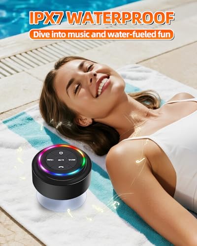 Image of Bluetooth Waterproof Shower Speaker Portable Wireless Speaker with Suction Cup Small Speakers Teen Gift Ideas for Shower Bathroom Pool Beach