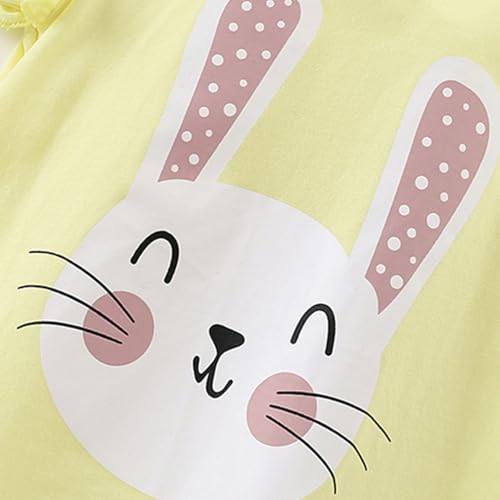 Image of Toddler Girls Bunny T-Shirt Cotton Baby Short Sleeve Easter Outfits Rabbit Shirts Soft Summer Casual Tee Tops