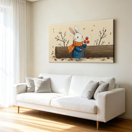 Tableau Lapin de Pâques Impression sur Toile 90x60 cm Décoration Murale Salon