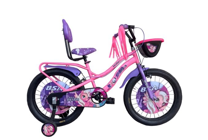 BSA Bestie Kids Bicycle 16t Stylish and Durable Bike for Young Riders | Pink & Purple Design with Training Wheels, Adjustable Seat, Basket & Safety Features | Ideal for 4 to 8 Years-image-14