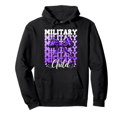 Military Child Coquette Bow Purple Up Camo Kids Boys Girls Pullover Hoodie