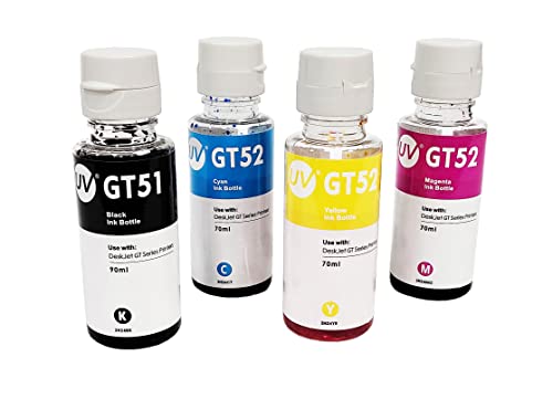 Image of UV INFOTECH GT- 51 and GT-52 / GT51 / GT52 Compatible Ink (Bk,C,Y,M) for DeskJet GT 5810 /GT 5811 /GT 5820, GT 5821 Printer, Ink Tank 115 /116 /310 Printer, 315 /319 /410 /415 /416 /419 /457 Printer