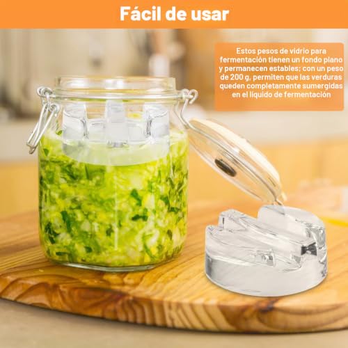 Miniatura 4 de Tnedfod 4 Piezas Pesos De Fermentación, Pesos De Vidrio De Fermentación, Pesas De Fermentación De Vidrio Ø 7 Cm Para Chucrut, Kimchi, Pepinos