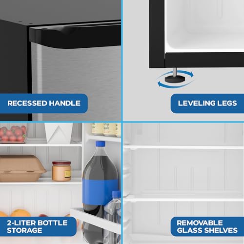 Image of Avanti Mini Fridge 2.6 Cu. Ft. Compact Refrigerator for Dorm, Office & Bedroom, Chiller Compartment, Glass Shelf, Reversible Door with Automatic Defrost, ENERGY STAR, Stainless Steel