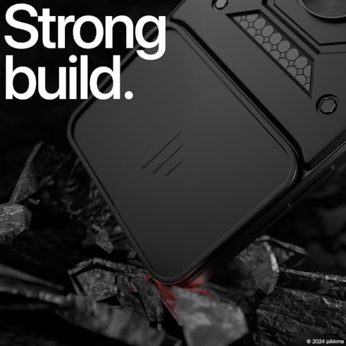 Image of Pikkme D10 Tough Armor Bumper Case | 360 Protection Case | Sliding Camera Shield Cover & Ring Holder Stand Back Cover for iQOO Z9 Lite 5G / Vivo T3 Lite 5G / Vivo Y18 / Y18e / Y03 (Black)