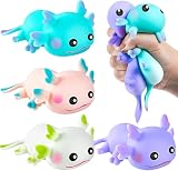 Axolotl Squishy Stressbälle Antistressball, 4 Stück Stressbälle Fidget Cube Regenbogen Squeeze Bälle Quetschball für Erwachsene ADHS, Angst, OCD Angst abbauen und Beruhigung.