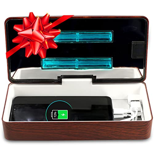 JJ CARE [Premium] Phone Sterilizer Box, Sterilizer for Home Items, Beauty & Nail Tools, Office & Clinic Use - Wood Red