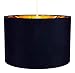 Lámpara De Mesa/Colgante De 14"En Algodón Negro Contemporáneo Con Interior Dorado Brillante...
