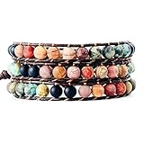 Boho Wrap Bracelets Natural Jasper Crystal Stone Variety Beads Strand Bracelet,Beaded Handmade Turqu