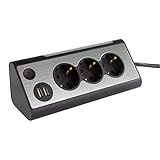 Technische Details der 3-fach Steckdose: 230V~, 50Hz, 16A, max. 3680W. Zuleitung: H05VV-F 3G1,5 mm², Leuchtmittel: 0,5W, 10lm, 6500k. Abmessungen (LxBxH): 20 x 5,5 x 9,0 cm. Gewicht 482g