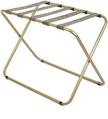 Silverwood Rhys Metal Folding Luggage Rack in Gold, Dark Brown