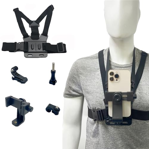 Harnais de Poitrine, Sangle de Poitrine pour GoPro Hero 11/10/9/8/7/6/Mini et Autres Caméras d'action,Support de Sangle de Poitrine pour Téléphone Portable...