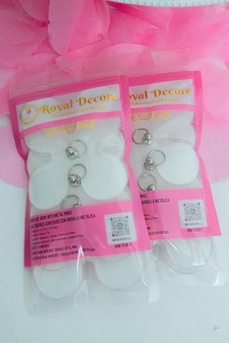 Royal Decore Metal Ring Adhesive Hooks, Balloon Holders for Smooth Surfaces, Party Decorations, 8 Unit