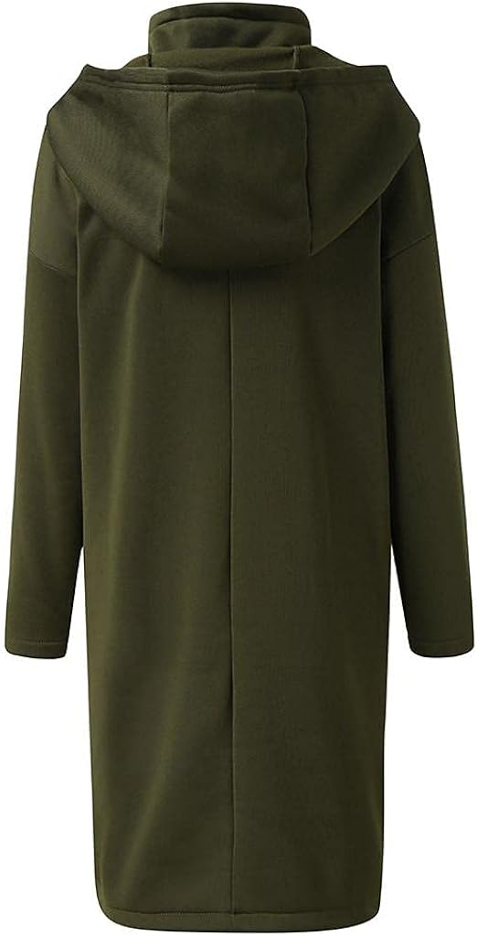 Women's Cowl Neck Hooded Sweatshirts Plus Size Long Sleeve Pockets Hoodies Zip Up Tunic Jackets Long Coat Outerwear at  Women’s Clothing store