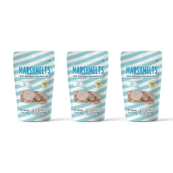 Marshmelts Gourmet Marshmallows | 100 % Vegan | Vanilla Mist Flavor | (Pack of 3 x 175g)