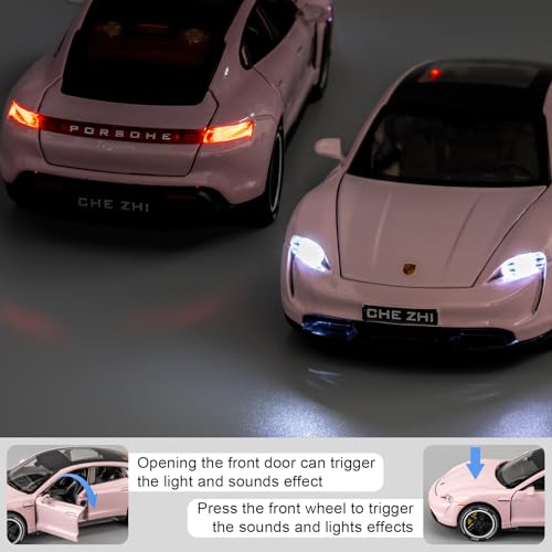 Modelo de Auto a Escala 1:32 Porsche Taycan Rosa miniatura 6