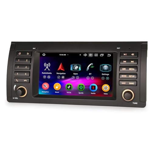 Erisin 8-Core 4GB RAM+64GB ROM Android 14 Car Stereo GPS Sat Nav for BMW X5 E53 7 Inch IPS Touch Screen Car Radio Supports Wireless CarPlay Android Auto DSP DAB+ Bluetooth 5.0 OBD2 WiFi 4G Canbus - Image 8