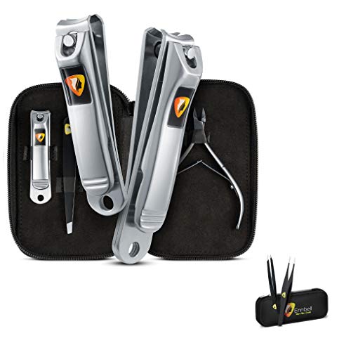 Ennbell Stainless Steel Manicure Nail Clippers Set + Tweezers Kit for Men & Women - Large Toenail & Fingenail Clipper Tweezers Nail Nipper in Travel Case Ennbell Stainless Steel Manicure Nail Clippers Set + Tweezers Kit for Men & Women - Large Toenail & Fingenail Clipper Tweezers Nail Nipper in Travel Case