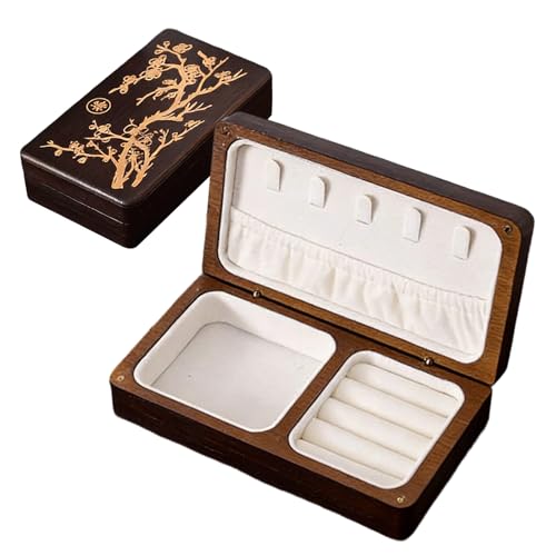 Joyero de madera pulida clásica con acabado elegante y compartimentos 2