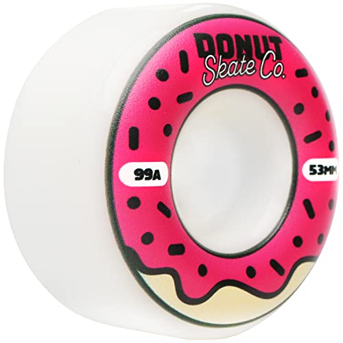 Donut Skate Co. 53mm - 99a Skateboard Wheels for Tricks, Skateparks, Street Skating, Cruising, Wear Resistant, Set of 4