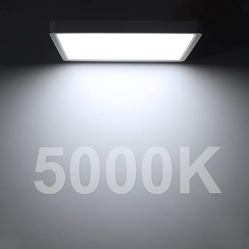 Miniatura 4 de Paquete de 2 lámparas de techo LED cuadradas de 12 pulgadas y 24 W, 5000 K, 3200 lm para dormitorio, sala de estar, comedor