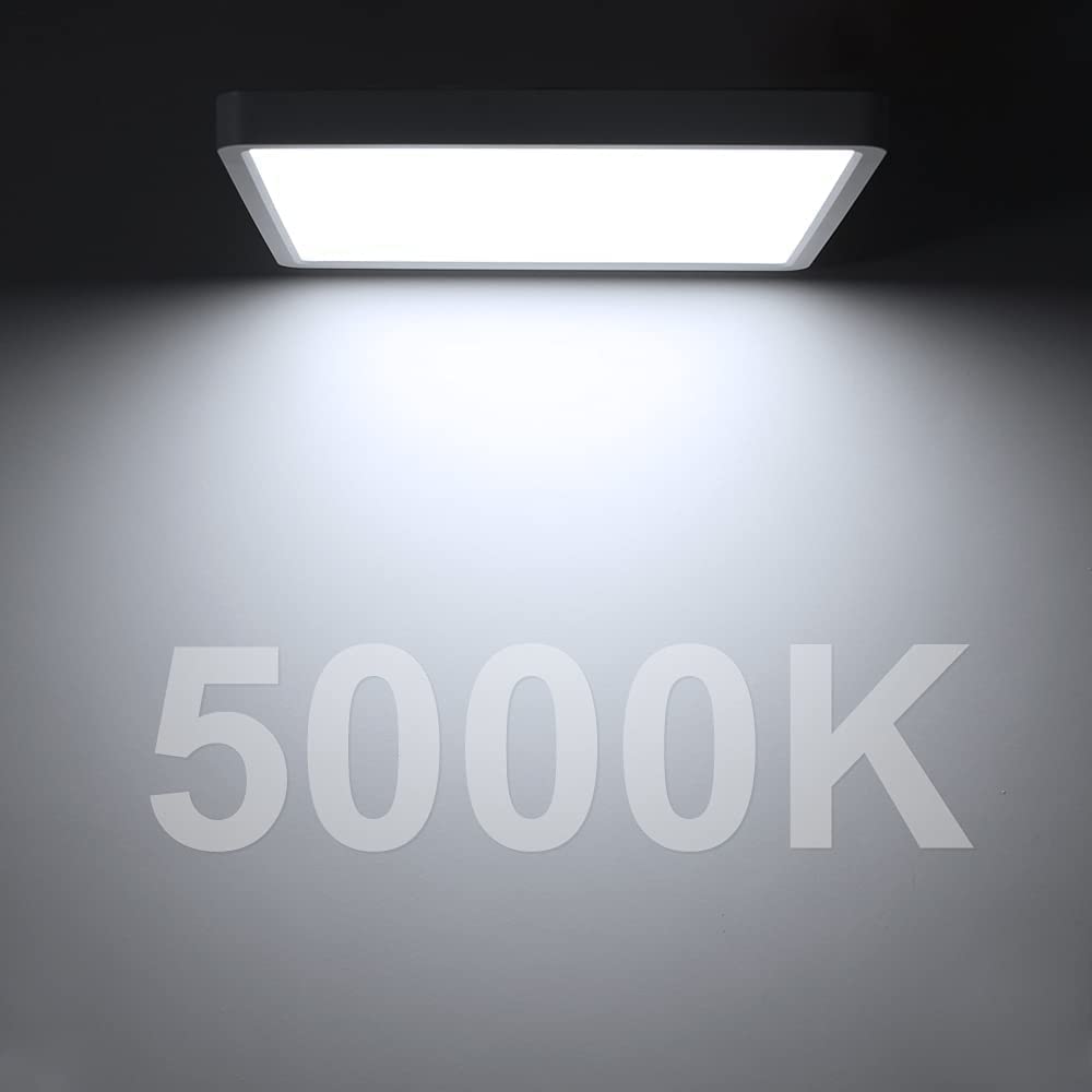 Paquete de 2 lámparas de techo LED empotradas de 12 pulgadas, 24 W, luz de techo LED cuadrada de 5000 K, lámpara de techo LED plana de 3200 lm para dormitorio, sala de estar, comedor
