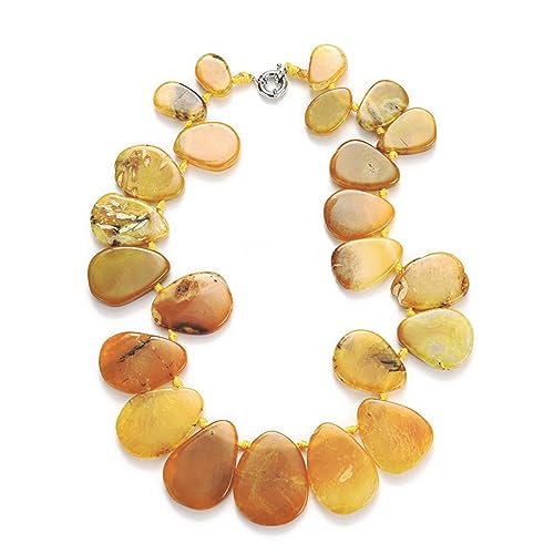 mhinese Colar de pedras preciosas de ágata natural, feito à mão, elegante colar de pérolas de pedra presente para mulheres., Pedra