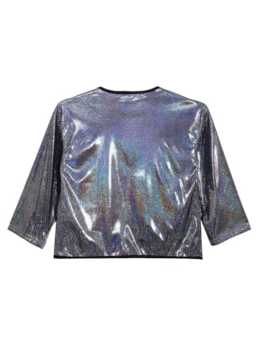 YEAHDOR Kids Girls Glittery Cardigan Long Sleeve Open Front Shiny Shrug for Cheerleading Dance Performance4