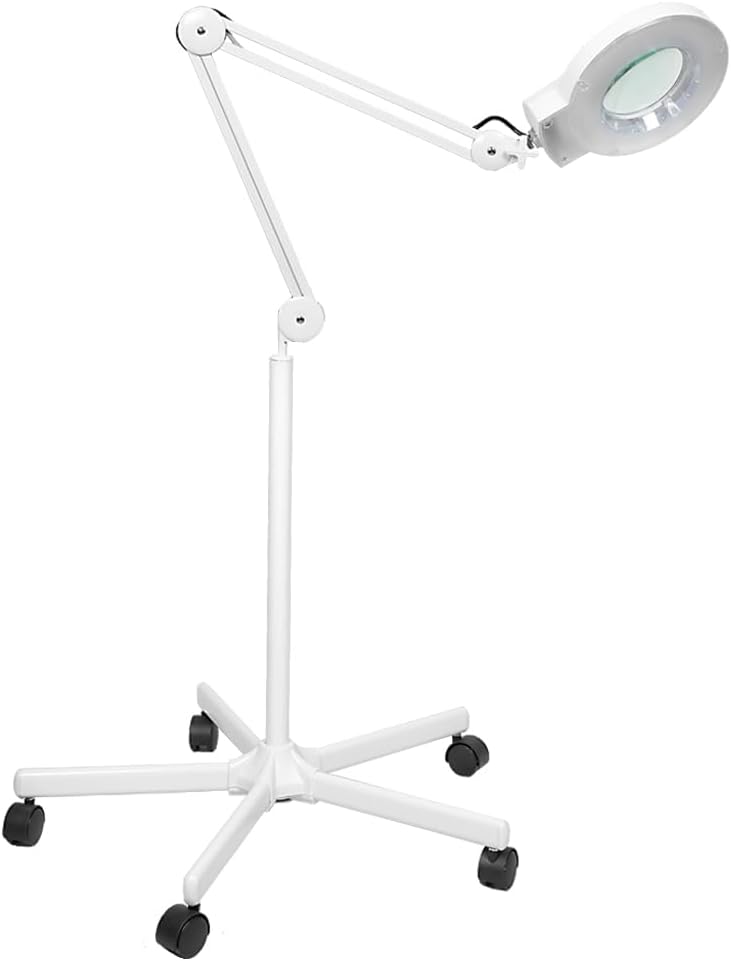 5X Magnifying Vertical Lamp Floor Stand LED Magnifier Lamp Adjustable Beauty Light Beauty Salon Tattoo Nail Skin White