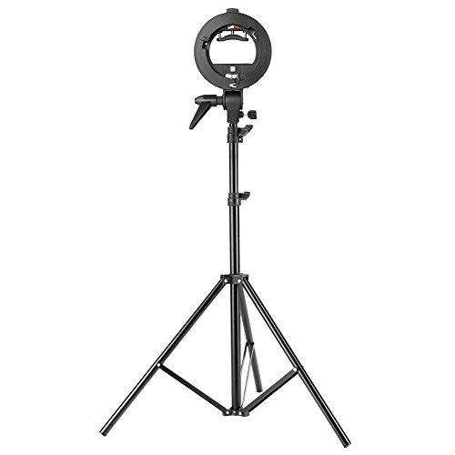 Neewer Studio Photography S-Type Speedlite Bracket Holder with Bowens Mount and 75 inches/190 Centimeters Adjustable Light Stand for Flash Snoot Softbox Beauty Dish Reflector Umbrella