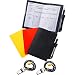 Blulu 2 Sports Soccer Referee Card Set Red Card Yellow Card with 2 Pieces Metal Referee Coach Whistles