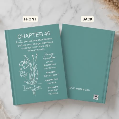 Personalized 46th Birthday Journal for Women, Custom Name Birth Flower Notebook, Hardcover Floral Writing Diary, Matte Lined Journal Gift for Wife, Mom, Daughter, Sister or Best Friend - ABDAY46_2 - Image 2