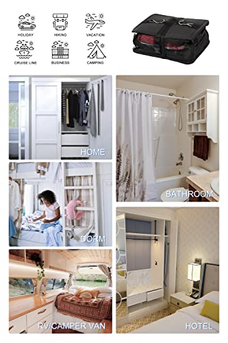 Elezay Hanging Packing Cubes Portable Closet 3-Shelf Travel Collapsible Compression Garment Organizer For Carry-On Luggage Suitcase Space Saver Bag X-Large_12*10 * 24 In, Black #TOP6