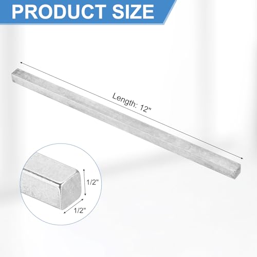 QUARKZMAN Stahlstange, 1/2 Höhe x 1/2 Breite x 12 Länge Vierkantstahl Schlüsselmaterial Kaltgezogene Stahlstangen Präzisions-Schlüsselmaterial Vierkantstahlstange