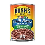 Bush's Canned Mild Red Chili Beans (Pack of 1), Plant-Based Protein, Excellent Source of Fiber, Low Fat, Gluten Free, in Mild Chili Sauce, 16 oz