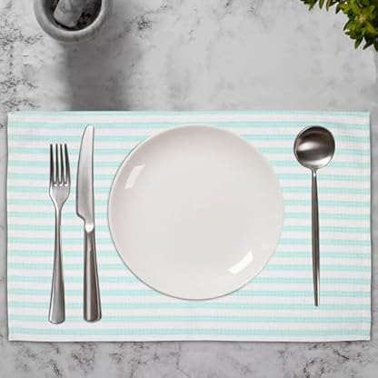 Gratico Küchentücher, Pista/Weiß, Set mit 6 schnell trocknenden Trockentüchern, sehr saugfähige Baumwolle Geschirrhandtücher, Größe 43,2 x 68,2 cm, mit Aufhängeschlaufe – Bild 5