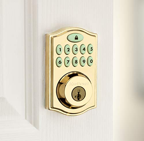Kwikset 914 Traditional Keypad Smartcode Electronic Deadbolt Smart Lock Featuring Smartkey Security And Zigbee 3.0 Technology In Polished Brass #TOP4