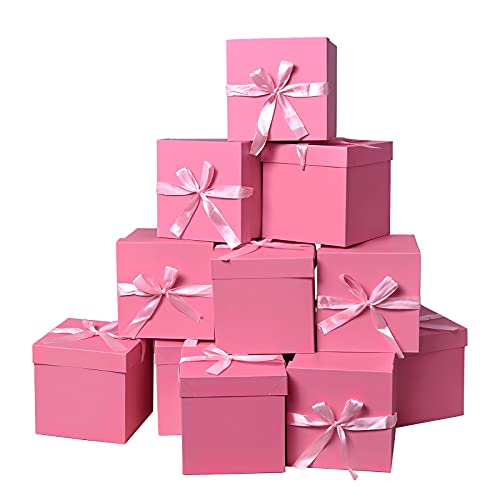 Boîtes cadeau roses carrées GP SUP avec ruban pour emballage luxe