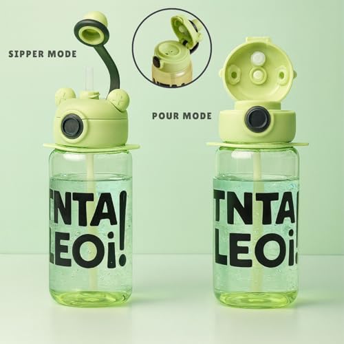 Image of Veejet Joyland Kids Water Bottle - Sipper Water Bottle for Kids - Water Bottle for School - Water bottle for Girls and Boys, BPA-Free, Spill-Proof, Perfect for School and Play - 620 ML (Green)