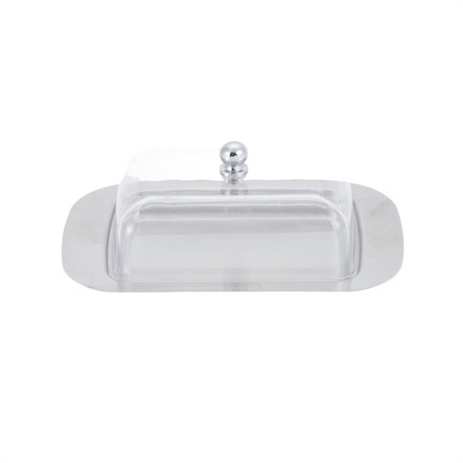 HPTHLY Butter Dish Stainless Steel Butter Box Western Restaurant Snack Plate Cheese Crisper Warmer Plate Butter Dish With Lid Butter Container (Transparent)