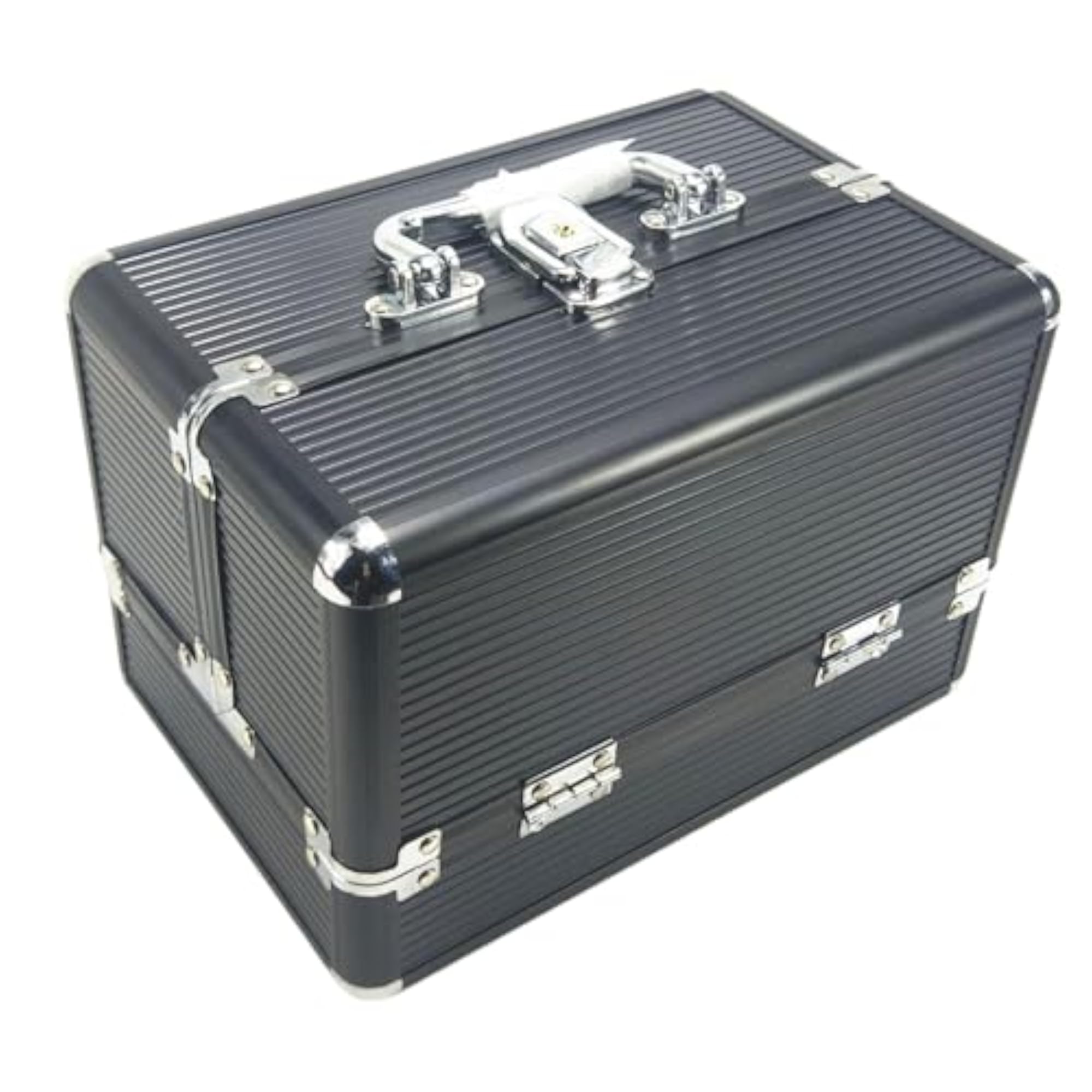 Waterproof Aluminum Makeup Case, Black Cosmetic Tool Box