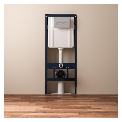 SmartSylva In-Wall Toilet Tank Carrier with Dual-Flush Actuator Plate in Chrome Silver Color (Compitable with our #SS01-M1G Wall-Hung Smart Toilet to work as An Intelligent Toilet Combo)