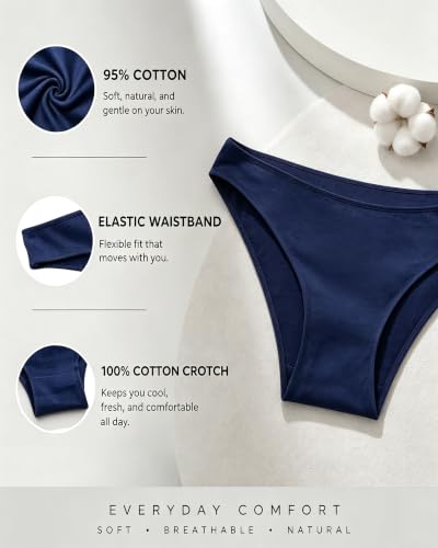 Image of Cotton Underwear for Women Cheeky Hipster Panties Sexy Cute Bikinis 6 Pack