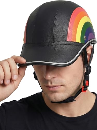 Image of Adult Baseball Cap Helmet - Urban Style for Golf, Low Profile Urban Commute PU Retro Leather Hat for Men & Women