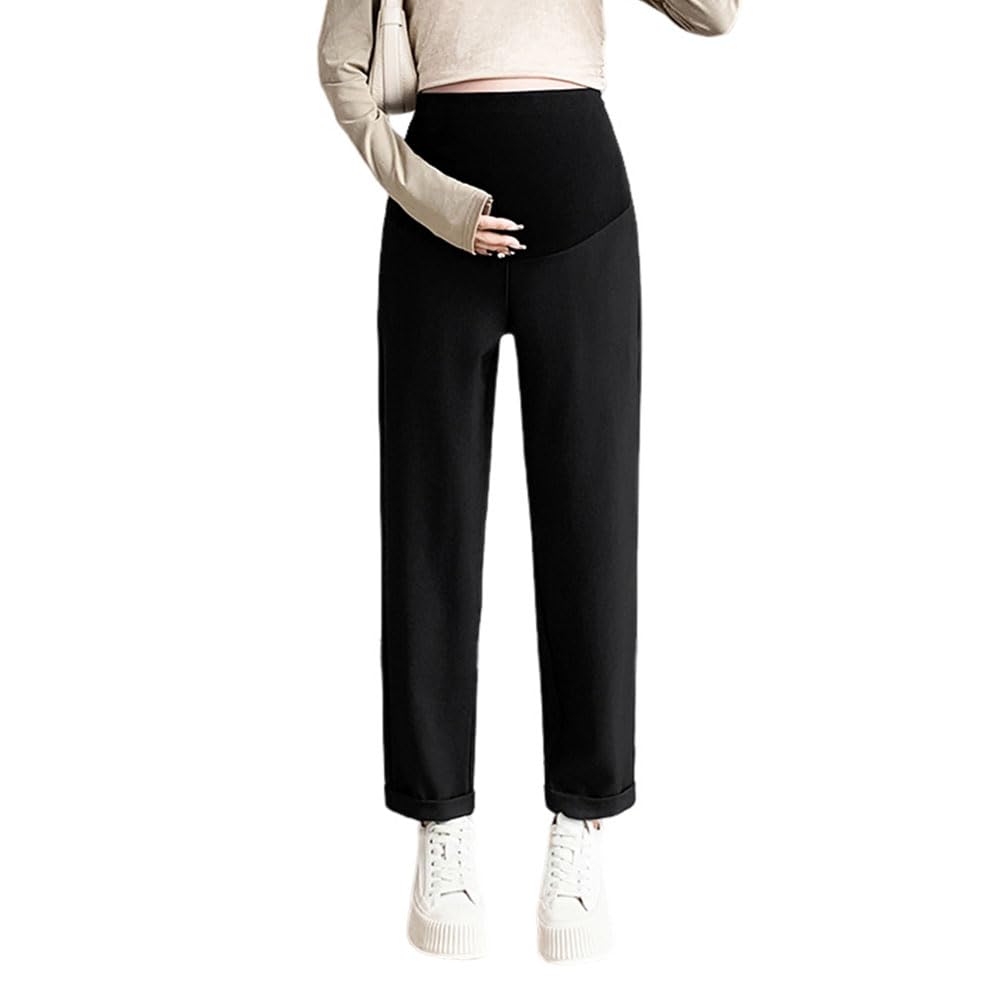 Noir Pantalon de Grossesse Femme Grande Taille Confortable Élastique Pantalon de Jogging Ample Bas Large Décontracté Taille Haute Maternité pour Sport Yoga