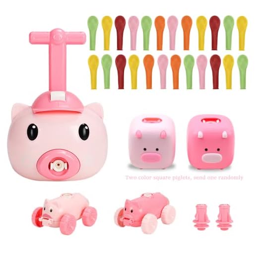 XHSP Balloon Powered Pink Pig Cars - Pink Pig Balloon Cars Toy Set,Balloon Powered Launcher Kids Toys Science Education Toys for Children, Boys Girls, 6+ and Classroom