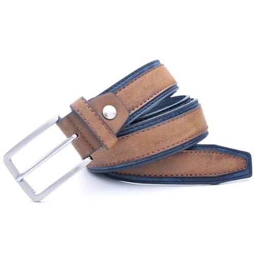 Leather Belt Men's Full Grain Leather Dress Belt 34mm Wide Stitched Strap Prong Buckle Classic & Fashion for Work Business & Casual2