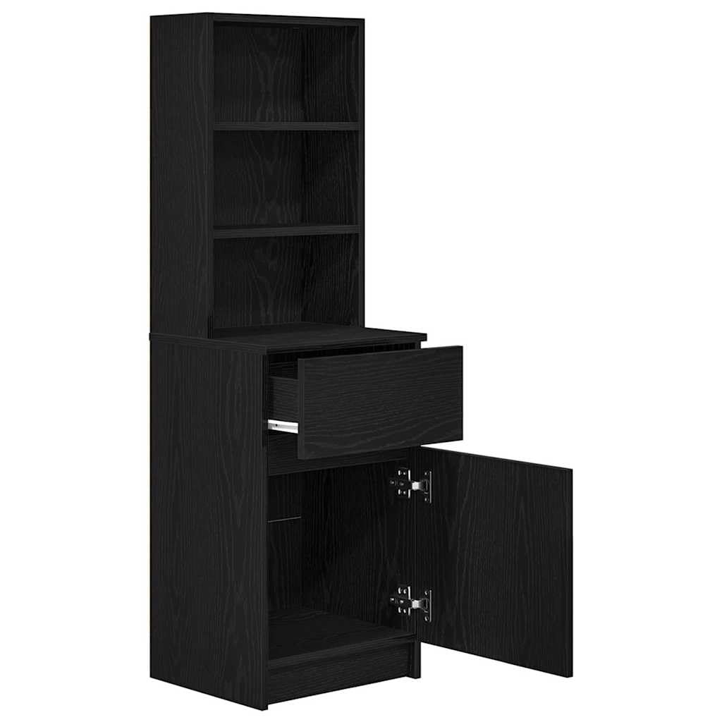 vidaXL Comodino Nero 39x35x125 cm in Legno Multistrato